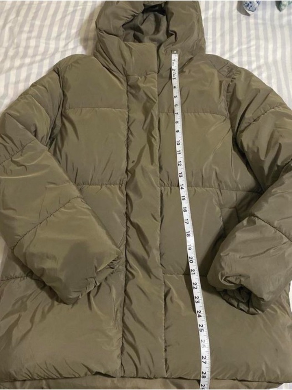 Old Navy Olive Puffer Jacket with Hood - Women